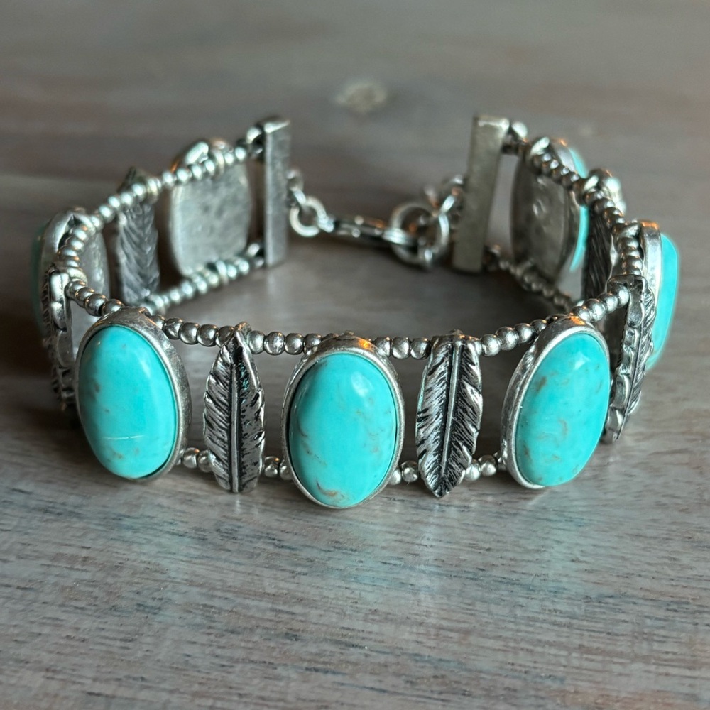 Lucky Brand Silver Bracelet with Turquoise Accents